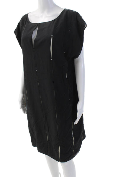Shamask Women's Round Neck Cut-Out Sleeveless Mini Shift Dress Black Size 3