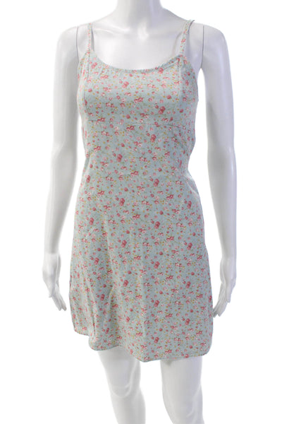 Denimist Womens Cotton Floral Empire Waist Mini Dress Blue Size XS