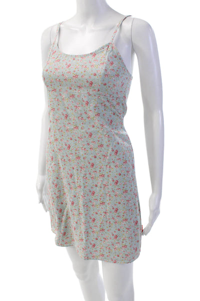 Denimist Womens Cotton Floral Empire Waist Mini Dress Blue Size XS