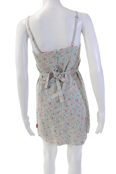 Denimist Womens Cotton Floral Empire Waist Mini Dress Blue Size XS