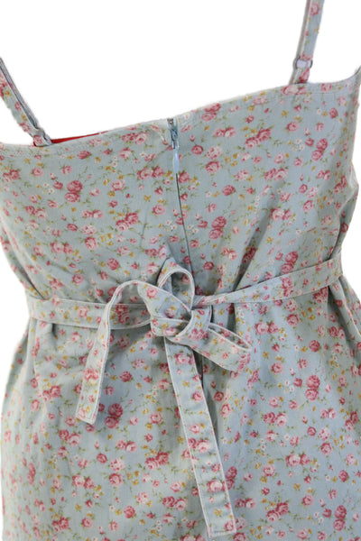 Denimist Womens Cotton Floral Empire Waist Mini Dress Blue Size XS