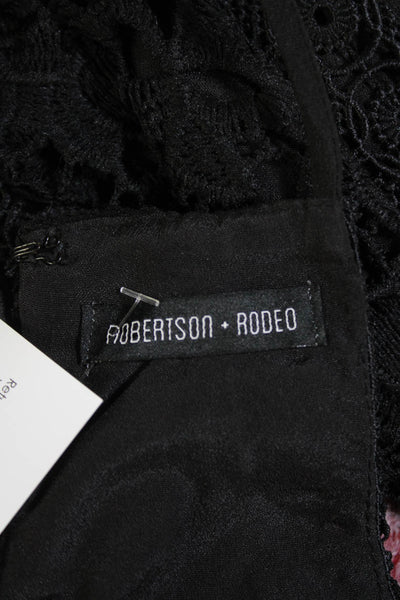 Robertson + Rodeo Womens Floral Eyelet Back Zip Halter Crop Top Black Size S