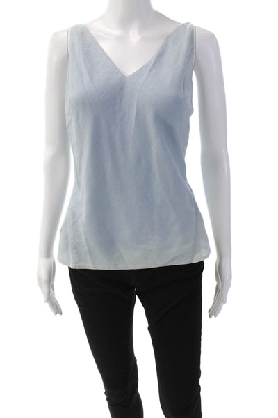J Brand Womens Cotton Chambray V-neck Sleeveless Camisole Top Blue Size S