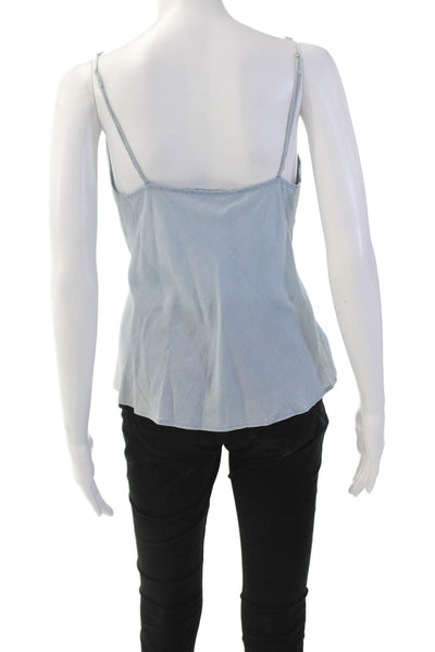 J Brand Womens Cotton Chambray V-neck Sleeveless Camisole Top Blue Size S