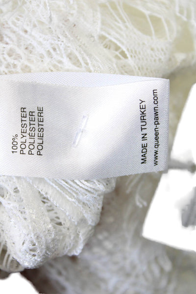 Queen & Pawn Womens Lace Strapless Wide Leg Jumpsuit White Size Small