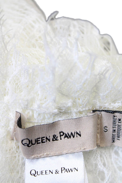 Queen & Pawn Womens Lace Strapless Wide Leg Jumpsuit White Size Small