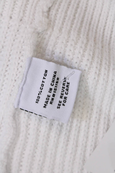 525 Womens Long Sleeves Pullover V Neck Sweater White Cotton Size Small