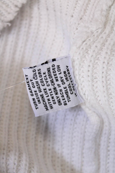 525 Womens Long Sleeves Pullover V Neck Sweater White Cotton Size Small