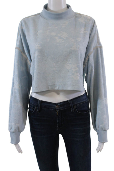 Nike Womens Turtleneck Long Sleeves Cropped Sweatshirt Sky Blue Size Small