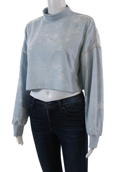 Nike Womens Turtleneck Long Sleeves Cropped Sweatshirt Sky Blue Size Small