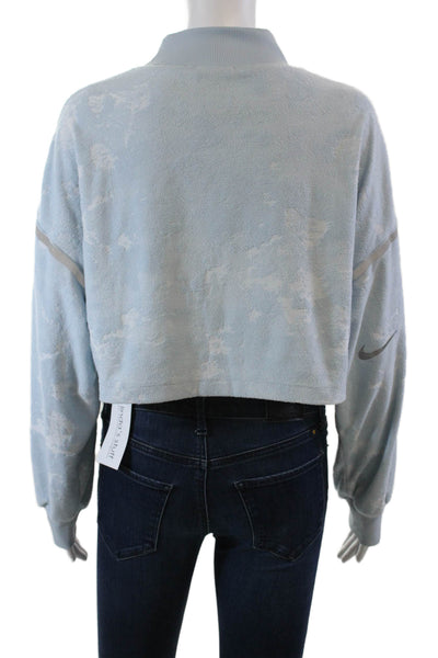 Nike Womens Turtleneck Long Sleeves Cropped Sweatshirt Sky Blue Size Small