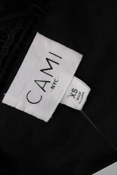 Cami NYC Womens Spaghetti Strap Square Neck Lace Trim Silk Camisole Black XS