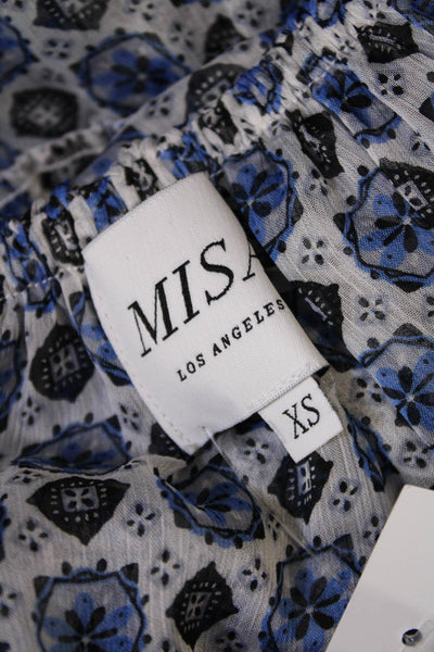 Misa Womens 3/4 Sleeve Off Shoulder Abstract Mini Dress White Blue Size XS