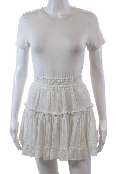 Misa Womens Metallic Pinstriped Dotted Mini A Line Skirt White Size Extra Small