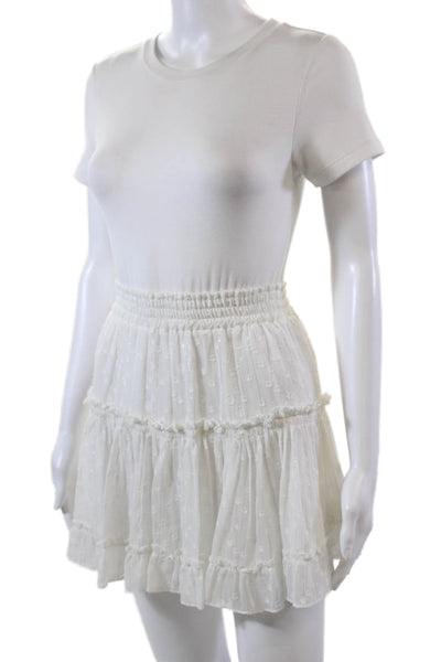 Misa Womens Metallic Pinstriped Dotted Mini A Line Skirt White Size Extra Small
