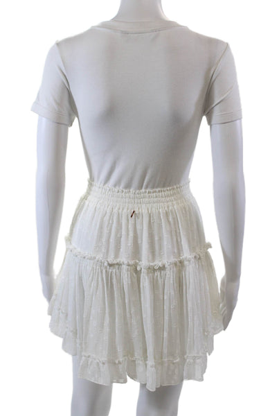Misa Womens Metallic Pinstriped Dotted Mini A Line Skirt White Size Extra Small