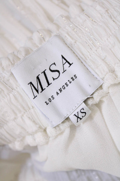 Misa Womens Metallic Pinstriped Dotted Mini A Line Skirt White Size Extra Small