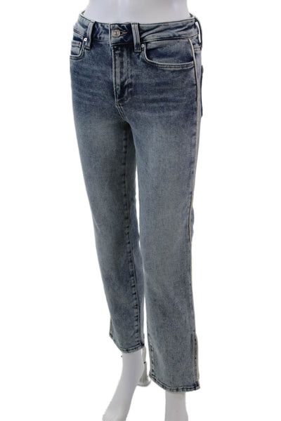 Paige Womens Zipper Fly High Rise Side Slit Straight Cropped Jeans Blue Size 25