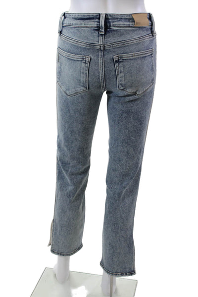 Paige Womens Zipper Fly High Rise Side Slit Straight Cropped Jeans Blue Size 25