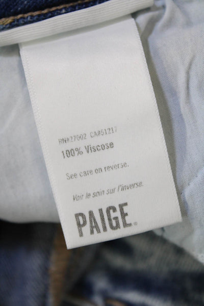 Paige Womens Zipper Fly High Rise Side Slit Straight Cropped Jeans Blue Size 25