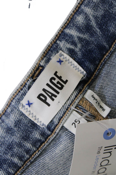 Paige Womens Zipper Fly High Rise Side Slit Straight Cropped Jeans Blue Size 25