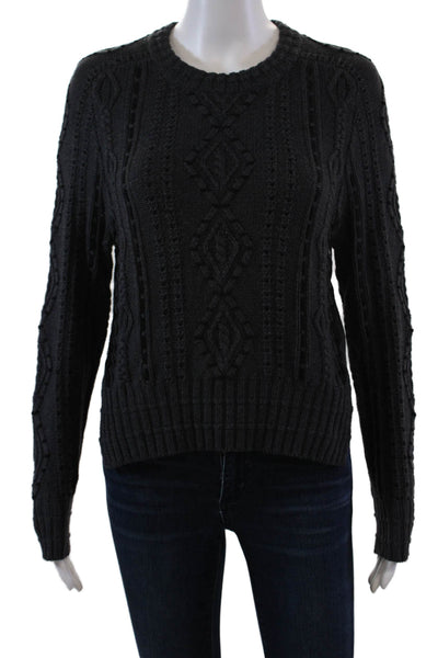 Cotton By Autumn Cashmere Womens Long Sleeve Crew Neck Knit Sweater Gray Size XS