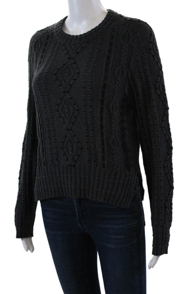 Cotton By Autumn Cashmere Womens Long Sleeve Crew Neck Knit Sweater Gray Size XS