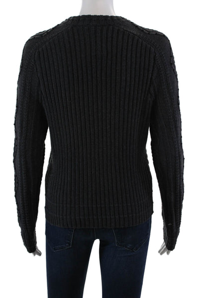 Cotton By Autumn Cashmere Womens Long Sleeve Crew Neck Knit Sweater Gray Size XS