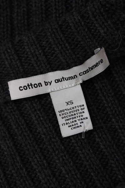 Cotton By Autumn Cashmere Womens Long Sleeve Crew Neck Knit Sweater Gray Size XS