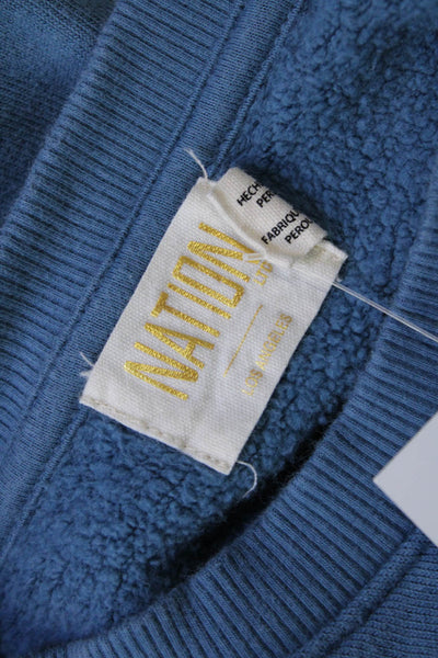 Nation LTD Womens Long Sleeve Crew Neck Knit Sweatshirt Blue Cotton Size XS