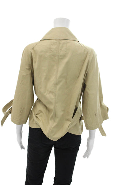 MK Michael Kors Womens Double Breasted Belted Jacket Beige Cotton Size Medium