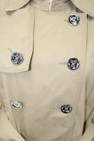 MK Michael Kors Womens Double Breasted Belted Jacket Beige Cotton Size Medium
