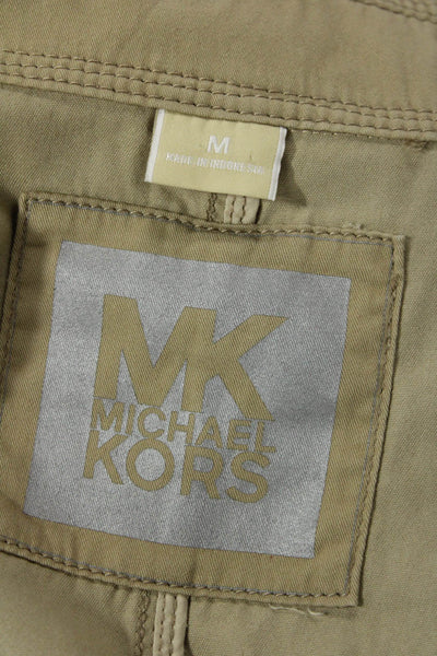MK Michael Kors Womens Double Breasted Belted Jacket Beige Cotton Size Medium