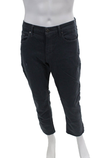 Paige Womens Cotton Zip Button Straight Leg Distressed Pants Gray Size EUR 34