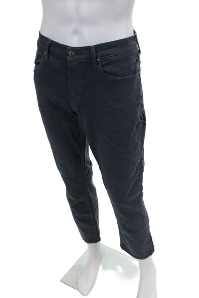 Paige Womens Cotton Zip Button Straight Leg Distressed Pants Gray Size EUR 34