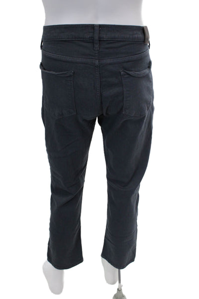 Paige Womens Cotton Zip Button Straight Leg Distressed Pants Gray Size EUR 34