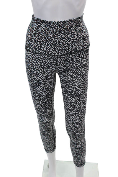 Lululemon Womens High Rise Abstract Printed Cropped Leggings Black White Size 4