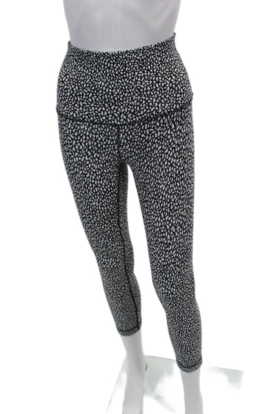 Lululemon Womens High Rise Abstract Printed Cropped Leggings Black White Size 4