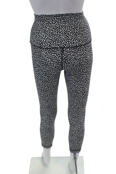 Lululemon Womens High Rise Abstract Printed Cropped Leggings Black White Size 4