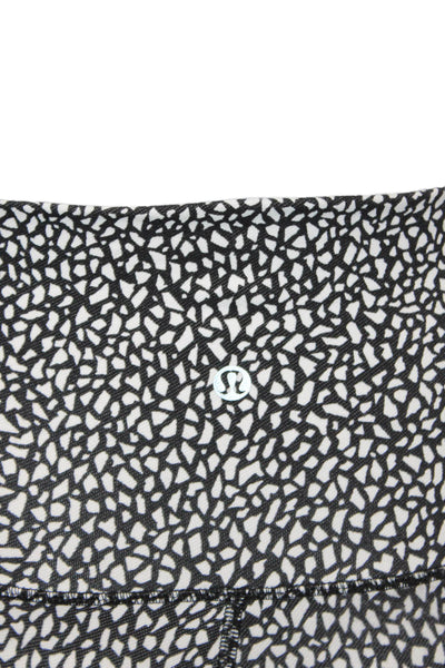 Lululemon Womens High Rise Abstract Printed Cropped Leggings Black White Size 4
