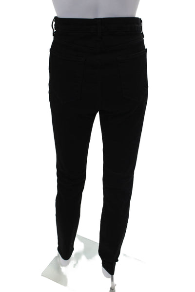 L'Agence Womens Cotton Zippered High-Waisted Slim Skinny Jeans Black Size 32
