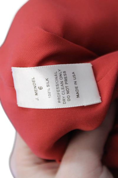 J. Mendel Womens Back Zip Embellished Scoop Neck Silk Dress Red Size 6