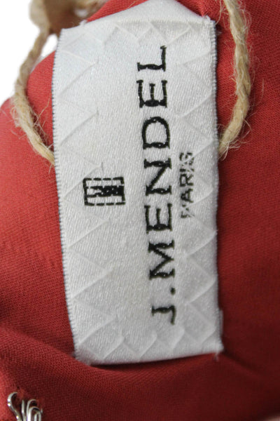 J. Mendel Womens Back Zip Embellished Scoop Neck Silk Dress Red Size 6