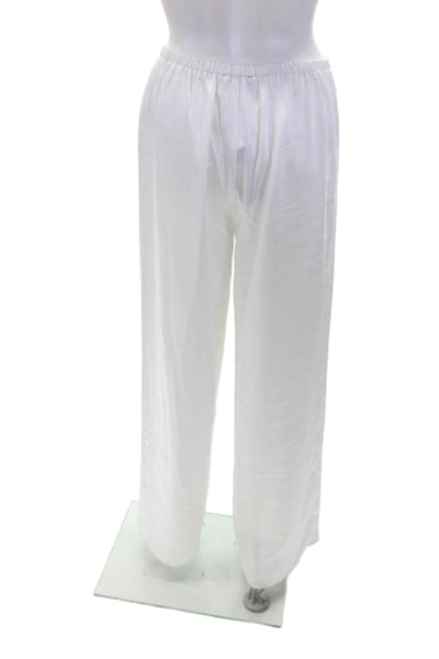 Robertson + Rodeo Womens Elastic Waist Wide Legged Pants Solid White Size M