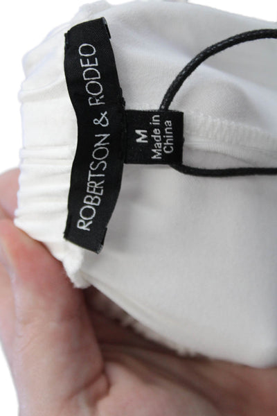 Robertson + Rodeo Womens Elastic Waist Wide Legged Pants Solid White Size M