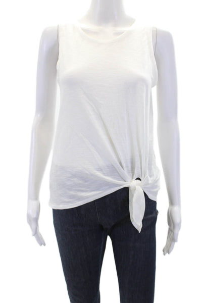 Theory Womens Cotton Sleeveless Round Neck Casual Tank Top White Size S