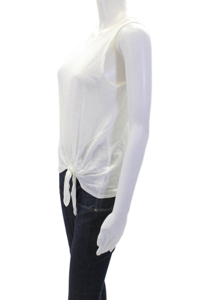 Theory Womens Cotton Sleeveless Round Neck Casual Tank Top White Size S