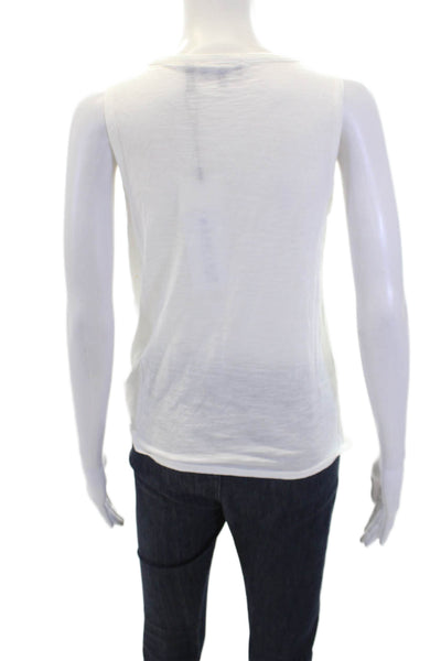 Theory Womens Cotton Sleeveless Round Neck Casual Tank Top White Size S