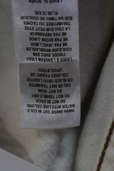 Frame Womens Cotton Zippered High-Waisted Straight Denim Jeans Cream Size 26
