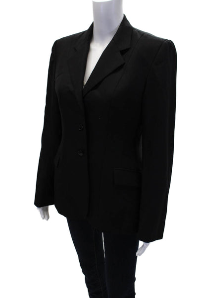 Marigold Womens Wool Long Sleeve Button Pleated Sleek Blazer Black Size 16